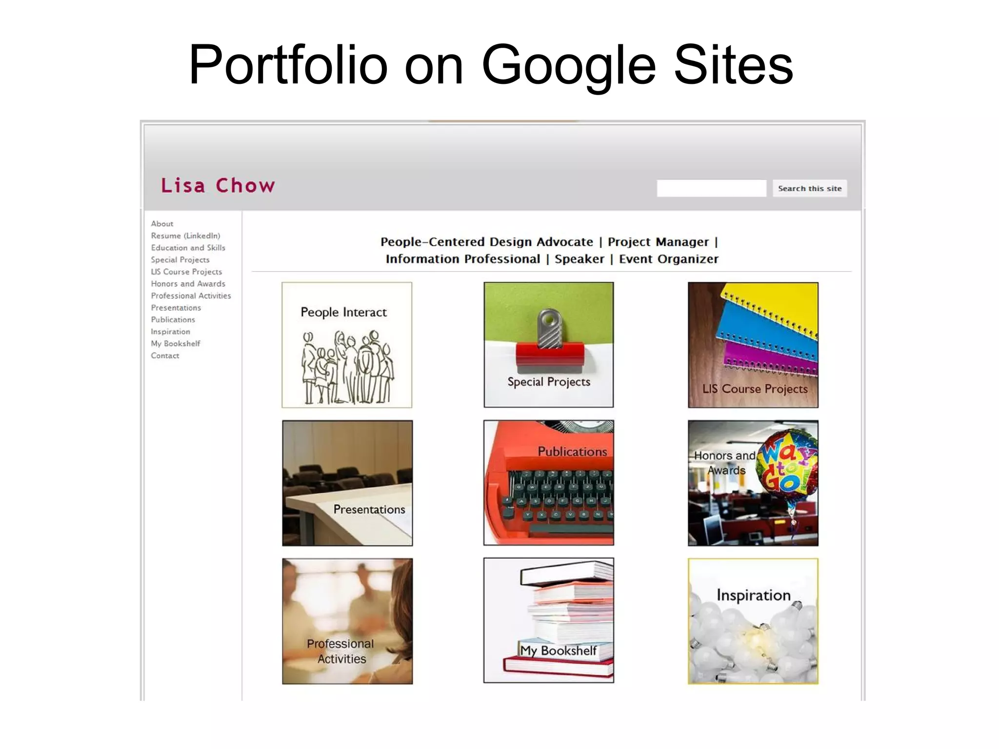 Portfolio on Google Sites
 