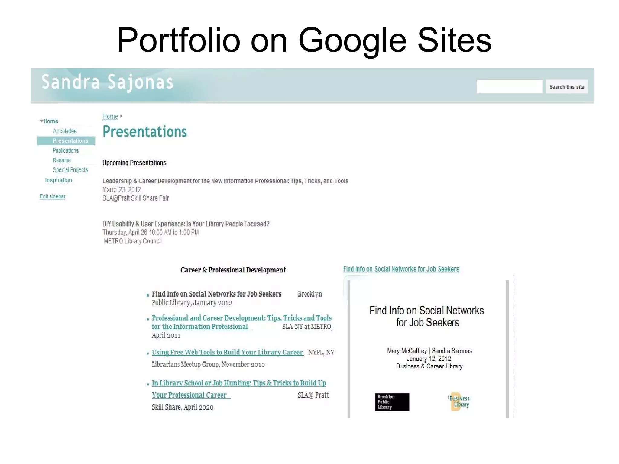 Portfolio on Google Sites
 