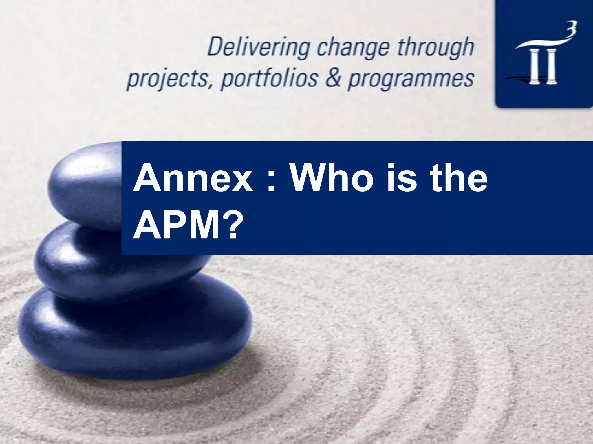 Annex : Who is the
APM?
 