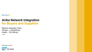 PUBLIC
SAP Ariba Live 2017
Network Integration Team
Infineon – Luis Barbosa
Insight – Tom Barney
Ariba Network Integration
for Buyers and Suppliers
 