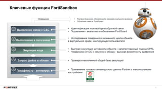 9
Ключевые функции FortiSandbox
 