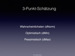 2016 © Rüdiger Strohmeyer
3-Punkt-Schätzung
Wahrscheinlichsten (dNorm)
Optimistisch (dMin)
Pessimistisch (dMax)
 