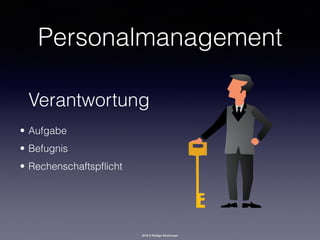 2016 © Rüdiger Strohmeyer
Personalmanagement
• Aufgabe
• Befugnis
• Rechenschaftspﬂicht
Verantwortung
 