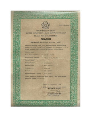 Piagam akreditasi 1994