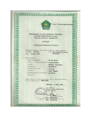 Piagam akreditasi 2001