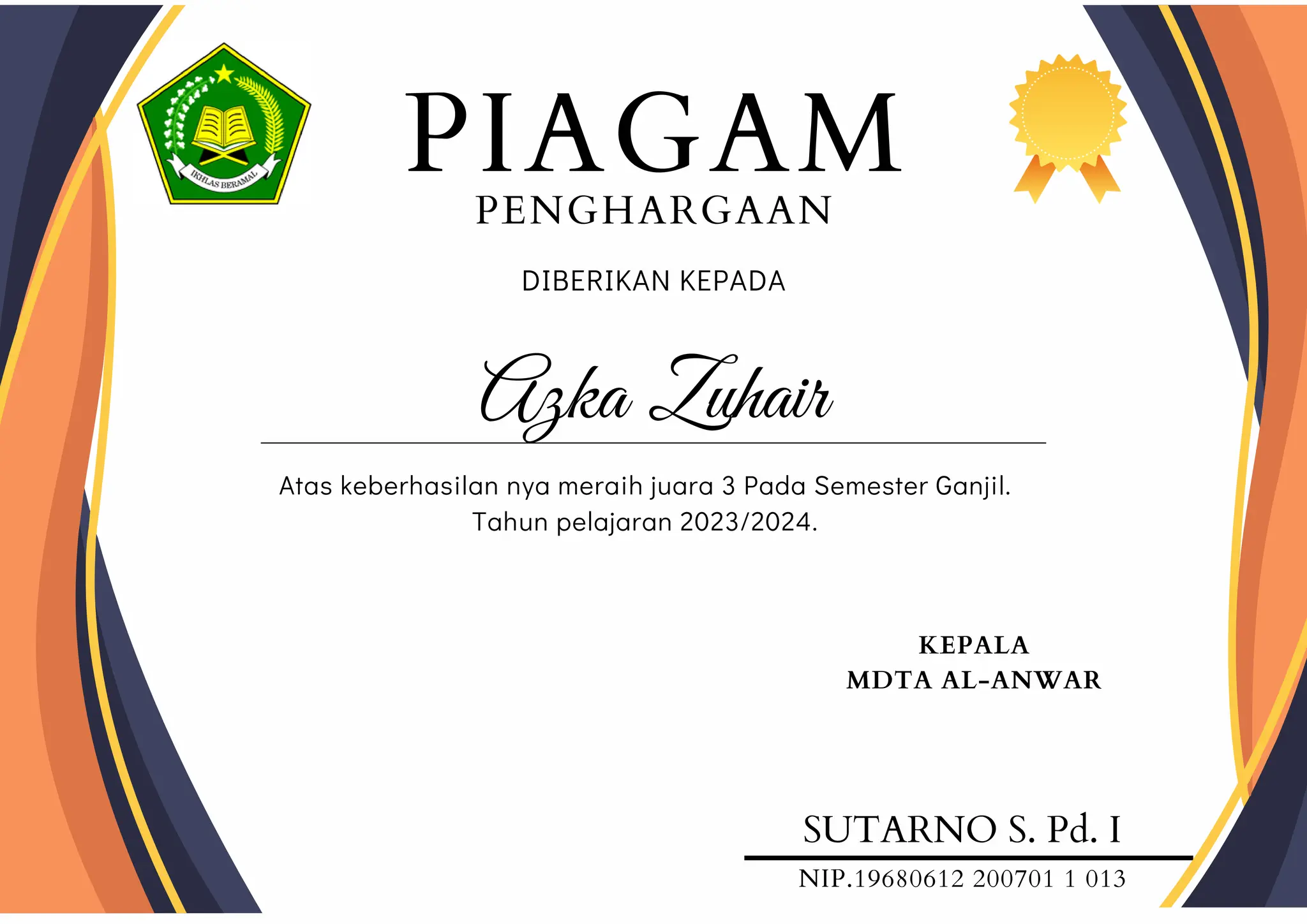 Piagam Roti Piagam Penghargaan yang dibuat oleh adik | PDF