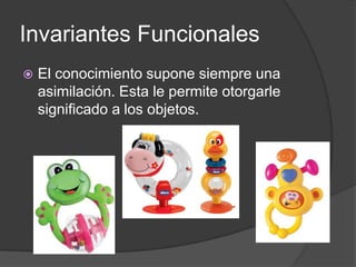 Invariantes Funcionales
   El conocimiento supone siempre una
    asimilación. Esta le permite otorgarle
    significado a los objetos.
 