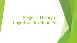 Piaget’s Theory of
Cognitive Development
 