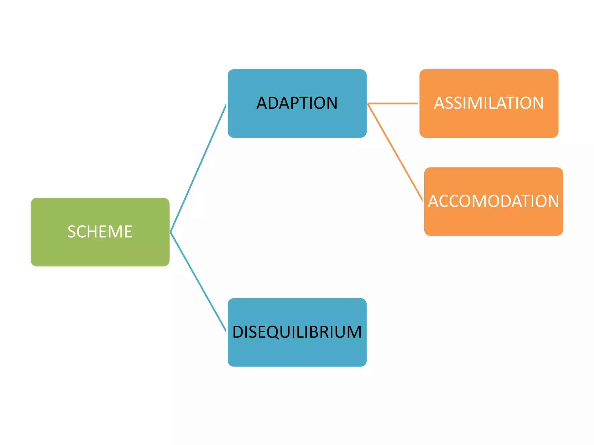 SCHEME
ADAPTION ASSIMILATION
ACCOMODATION
DISEQUILIBRIUM
 