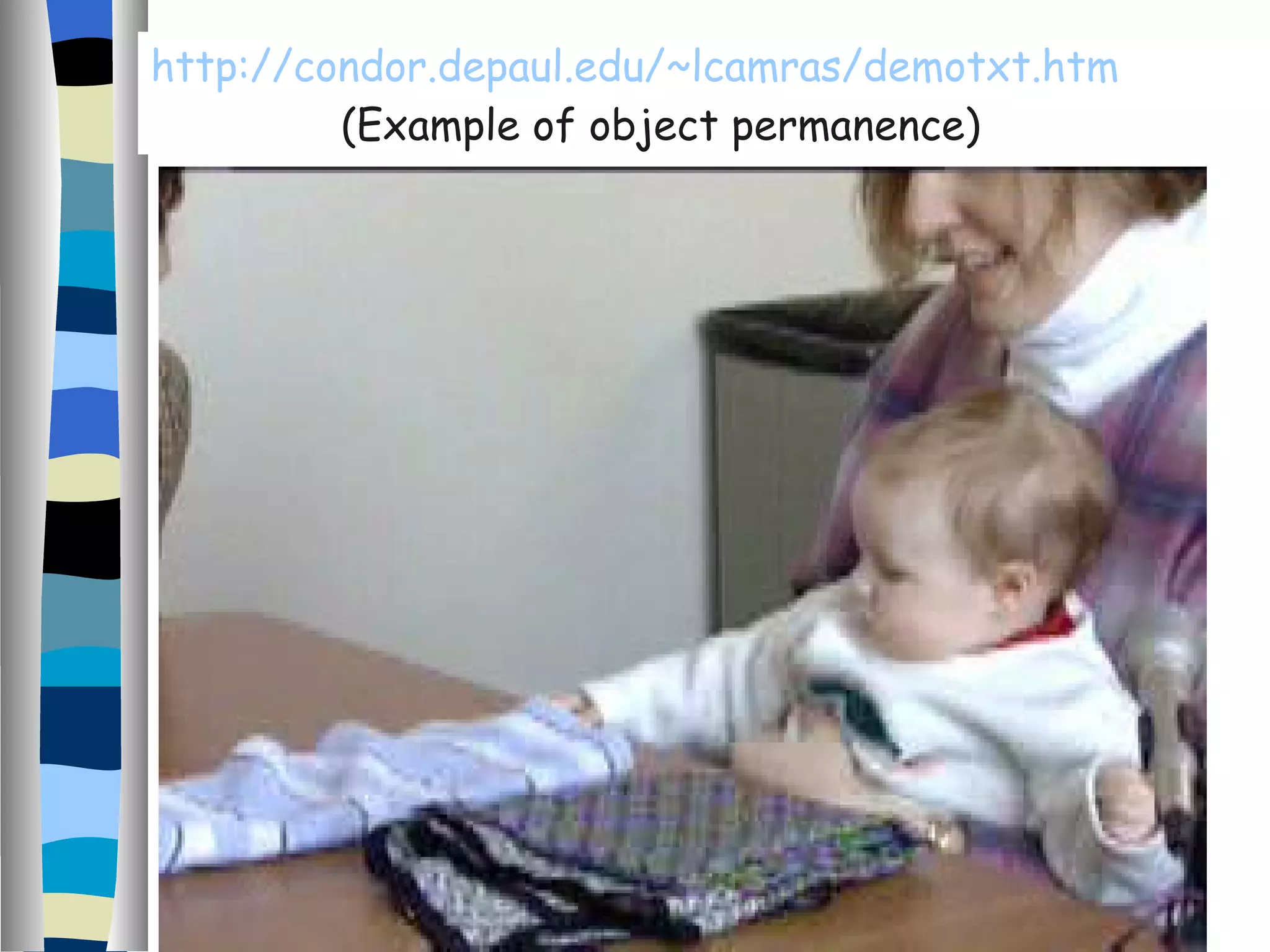 http://condor.depaul.edu/~lcamras/demotxt.htm (Example of object permanence) 