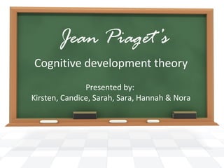 Jean Piaget’s Cognitive development theory Presented by:  Kirsten, Candice, Sarah, Sara, Hannah & Nora 