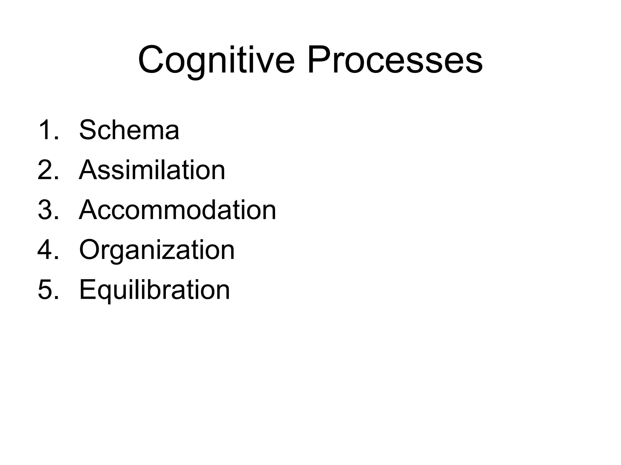 Cognitive Processes Schema Assimilation Accommodation Organization Equilibration 