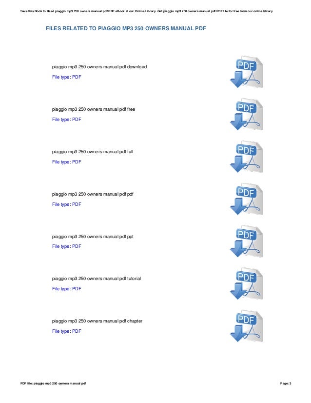piaggio mp3 250 owners manual pdf