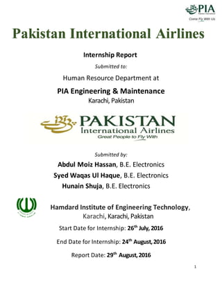 Pia Engineering Pia Intership Report | PDF