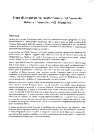 Piano di azione per la trasformazione del Csi Piemonte