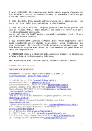 Piano aria regione sicilia interrogazione aprile 13 audizione luglio 13 ritiro piano