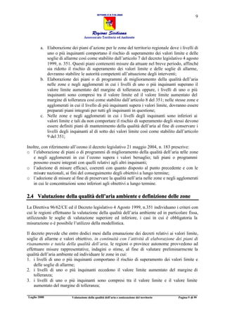 Piano aria regione sicilia luglio 2008 valutazione zonizzazione