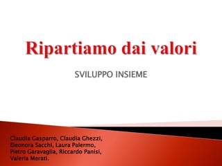 SVILUPPO INSIEME




Claudia Gasparro, Claudia Ghezzi,
Eleonora Sacchi, Laura Palermo,
Pietro Garavaglia, Riccardo Panisi,
Valeria Merati.
 