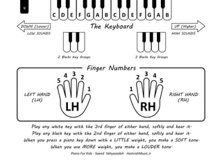Piano For Kids - Saeed Yahyazadeh - HamrahMusic.ir
C D E F G A B C D E F G A B
4
LH RH
1
2
3 3 4
55
4 2
1
The Keyboard
Fin...