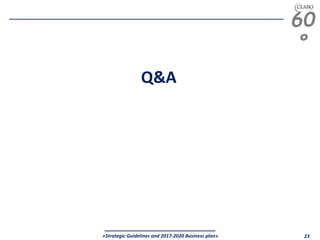 60
°
«Strategic Guidelines and 2017-2020 Business plan» 23
Q&A
 