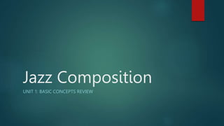 Jazz Composition
UNIT 1: BASIC CONCEPTS REVIEW
 