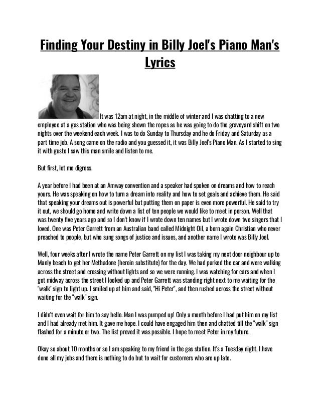 Piano Man Lyrics Finding Your Destiny Piano Man Lyrics Finding Your Destiny