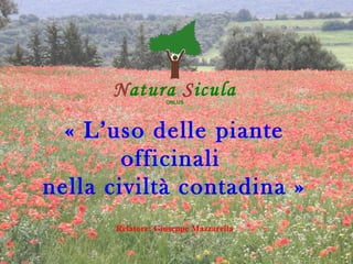 « L’uso delle piante
officinali
nella civiltà contadina »
Relatore: Giuseppe Mazzarella
Natura SiculaONLUS
 