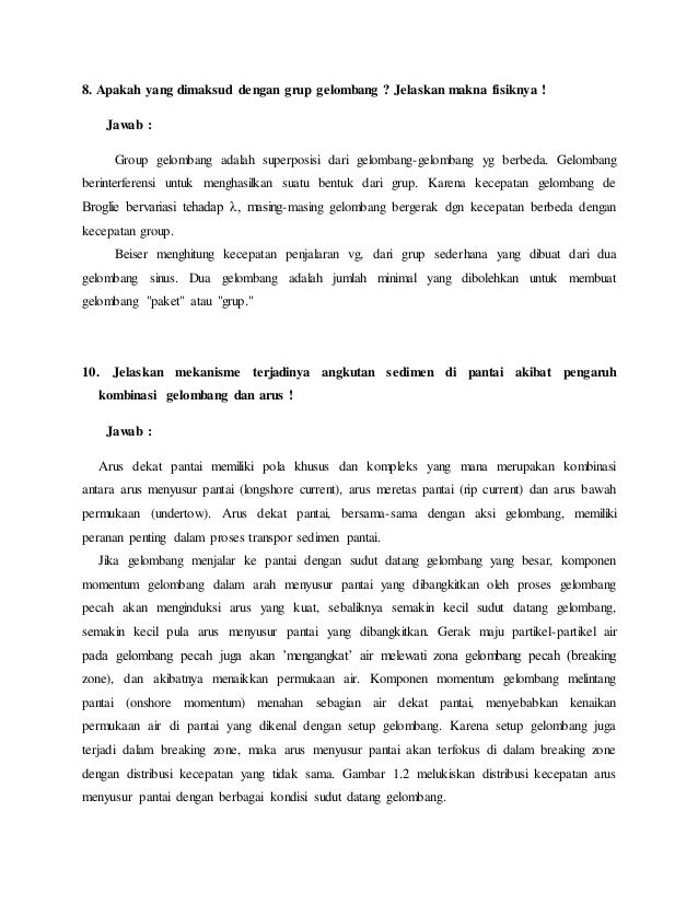 Penyelesaian Soal Soal Sedimentasi Dan Rip Current