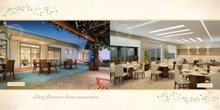 1717
Para florescer bons momentos.
V A R A N D A S A L Ã O D E F E S T A S
S A L Ã O D E F E S T A S
Imagens Ilustrativas. O material publicitário apresenta representações artísticas da vegetação em porte adulto, o empreendimento será entregue com a vegetação de porte jovem e poderá demorar alguns anos para atingir o porte representado nas perspectivas.
 