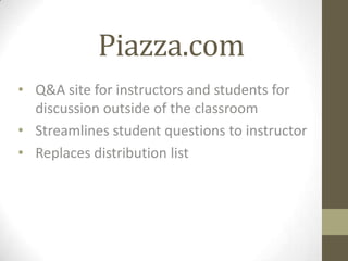 Classrooms to the Piazza: How Project From Classrooms to the Piazza: How the Project Unfolded