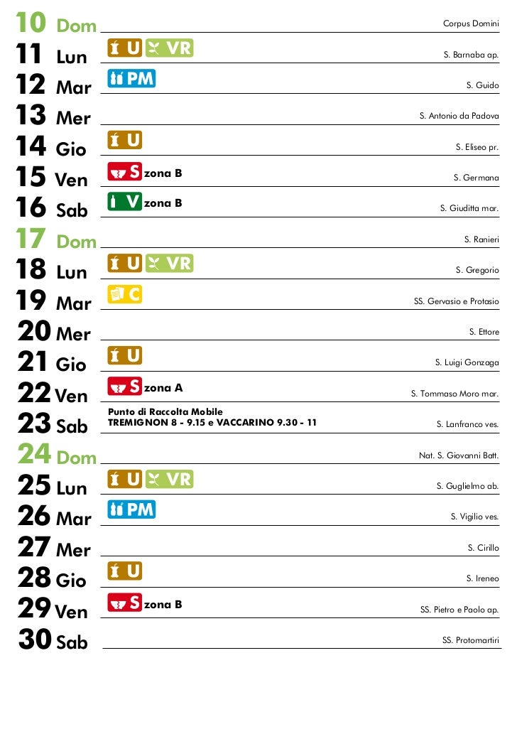 Calendario ETRA 2012 Piazzola sul Brenta