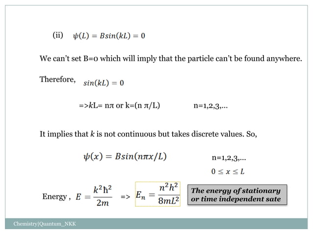 Particle In A Box Problem Quantum Chemistry Pptx