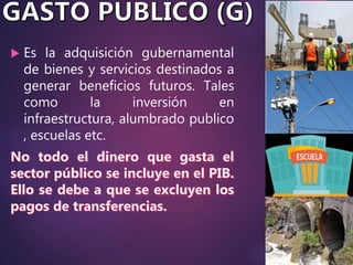  Es la adquisición gubernamental
de bienes y servicios destinados a
generar beneficios futuros. Tales
como la inversión en
infraestructura, alumbrado publico
, escuelas etc.
 