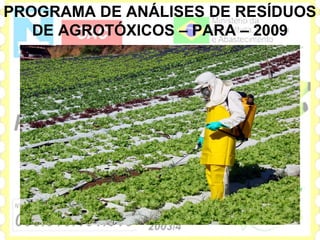 PROGRAMA DE ANÁLISES DE RESÍDUOS
   DE AGROTÓXICOS – PARA – 2009
 
