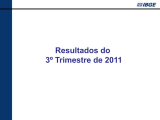 Resultados do
3º Trimestre de 2011
 