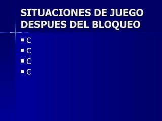 SITUACIONES DE JUEGO DESPUES DEL BLOQUEO C C C C 