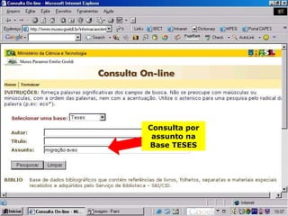 Consulta por assunto na Base TESES 