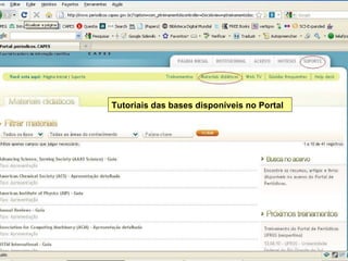 Tutoriais das bases disponíveis no Portal 
