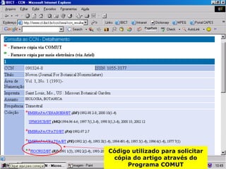 Código utilizado para solicitar cópia do artigo através do Programa COMUT 