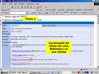 Título 1 Localização do título em uma Biblioteca na sua cidade 