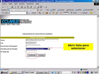 Abrir lista para selecionar 