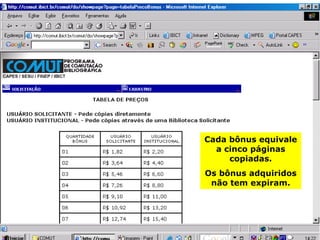 Cada bônus equivale a cinco páginas copiadas. Os bônus adquiridos não tem expiram. 