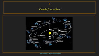 II
Constelações e zodíaco
http://astro.if.ufrgs.br/const.htm
 