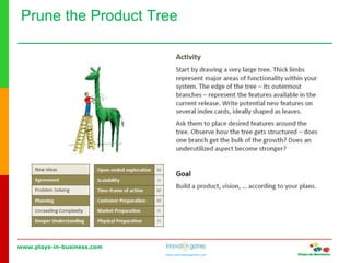 www.plays-in-business.com
www.innovationgames.com
Prune the Product Tree
 