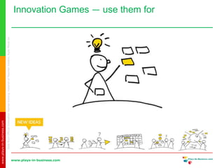 www.plays-in-business.com
www.plays-in-business.com
Innovation Games ― use them forSlidefromOfficialInnovationGamestrainingmaterialofMaartenVolders,AgileMinds.be
 