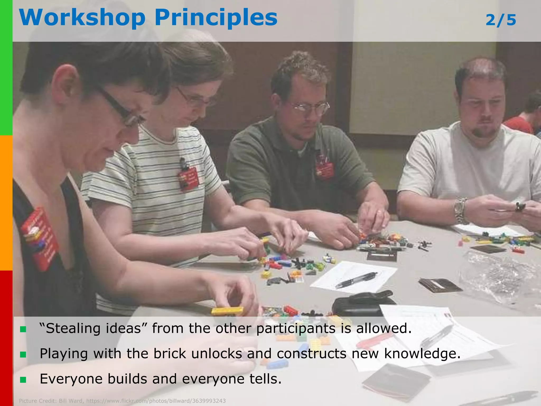 Why LSP works 1/2 
 While playing participants think outside the box creatively without 
stress. 
 Participants construct the models in a flow of intense playing. 
 The models “emerge” out of the bricks at hand without any long-term 
rational pre-design. 
 Playing with and challenging the model constructs new knowledge 
www.plays-in-business.com 
through self-reflection. 
Picture Credit: Sonny Abesamis, https://www.flickr.com/photos/enerva/11057276504 
 