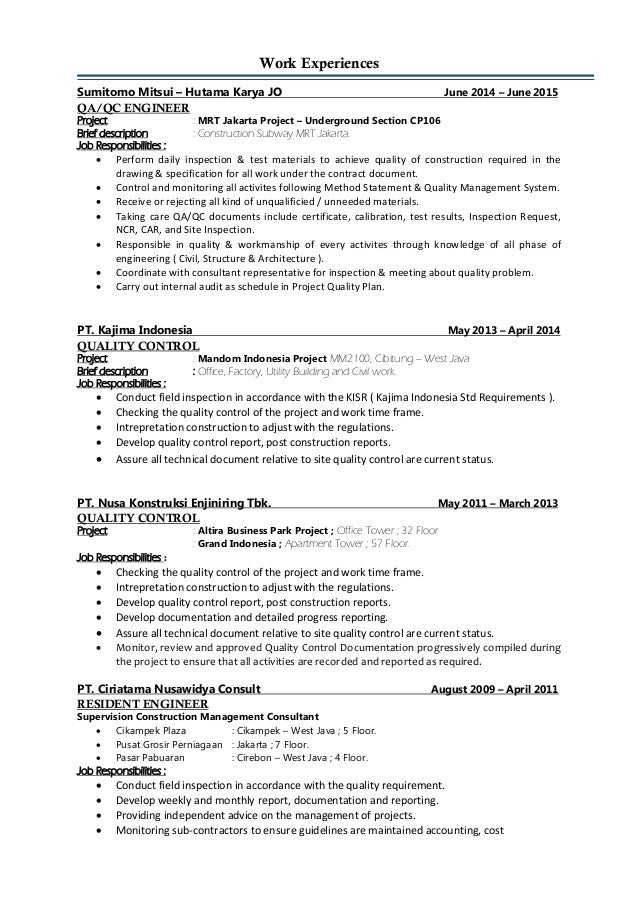 QA QC Engineer CV
