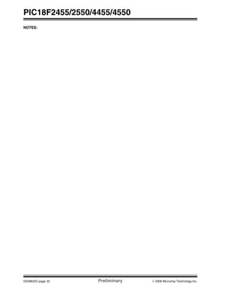 PIC18F2455/2550/4455/4550
DS39632C-page 22 Preliminary © 2006 Microchip Technology Inc.
NOTES:
 