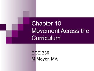 Chapter 10 Movement Across the Curriculum ECE 236  M Meyer, MA 