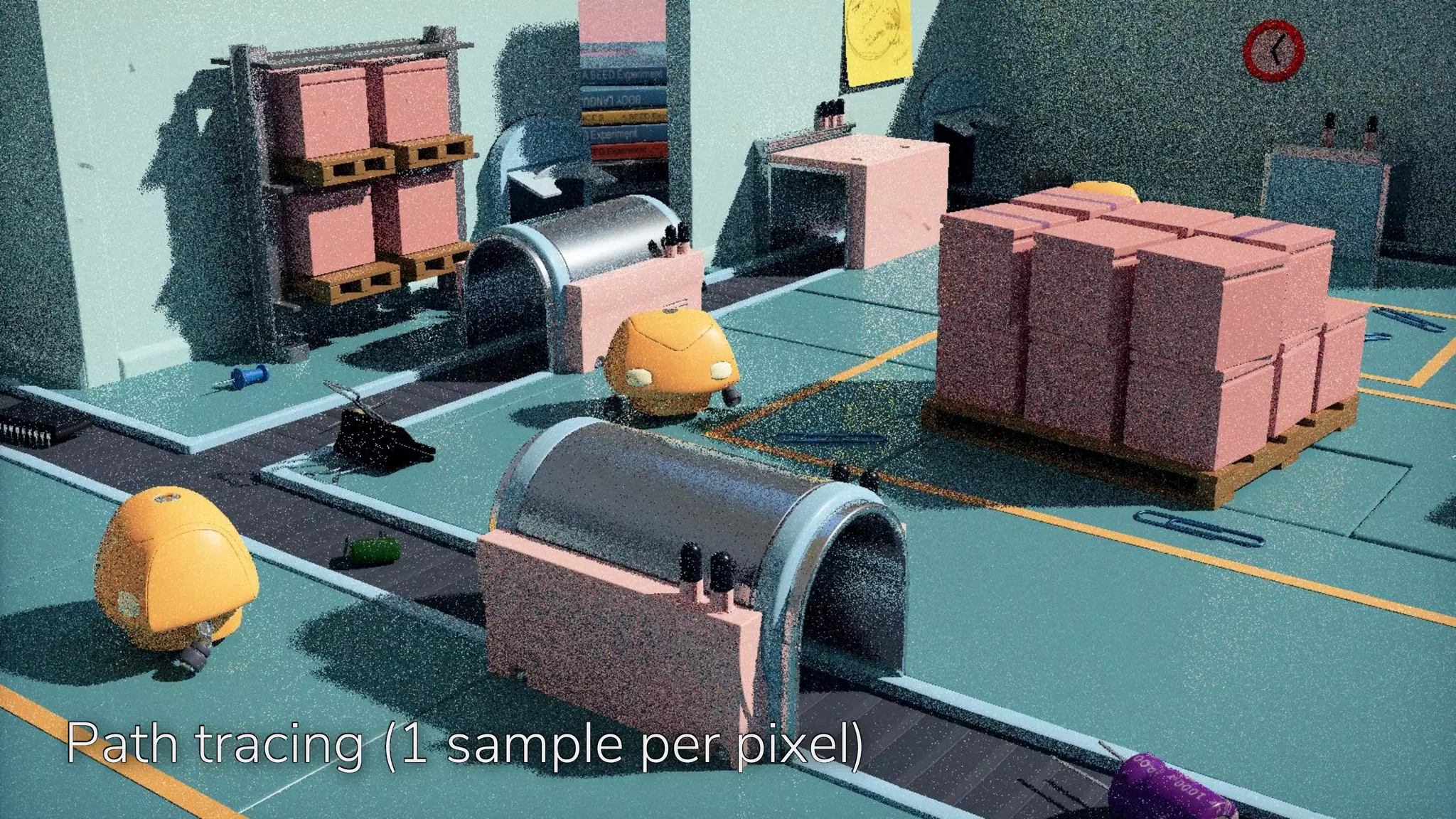 Path tracing (1 sample per pixel)
 